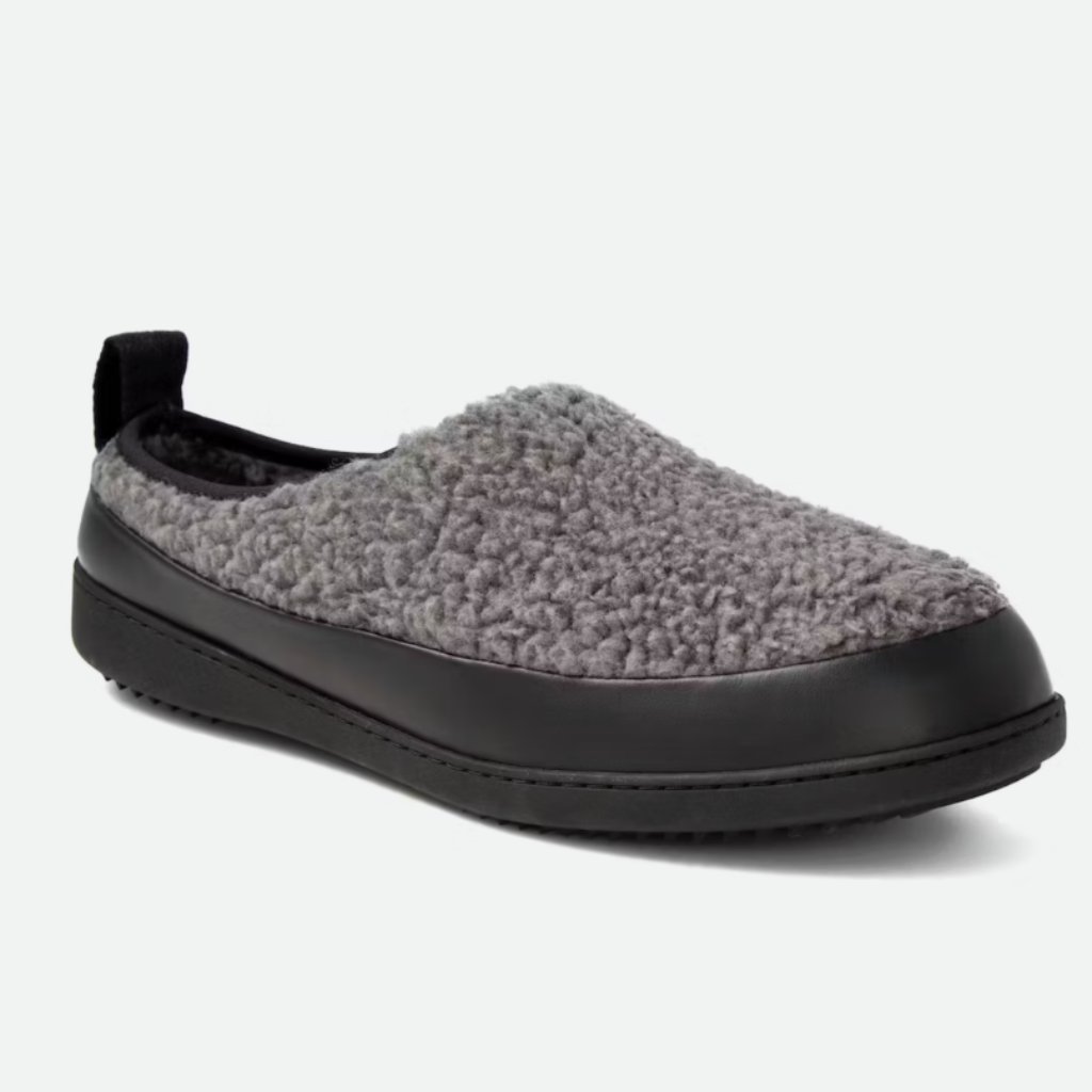 Greys Sherpa Fleece Slipper Mule In Charcoal Black